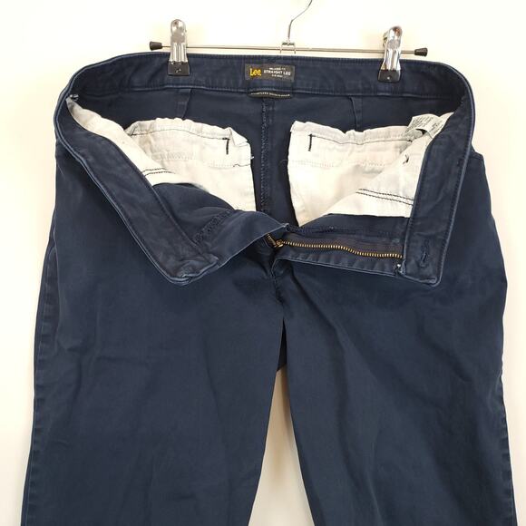 Lee Chino Pants Relax Fit Straight Leg Women 12 Mid Rise Blue Workwear Uniform - Picture 12 of 12